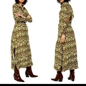 Topshop Long Sleeve Open Back Zig Zag Dress